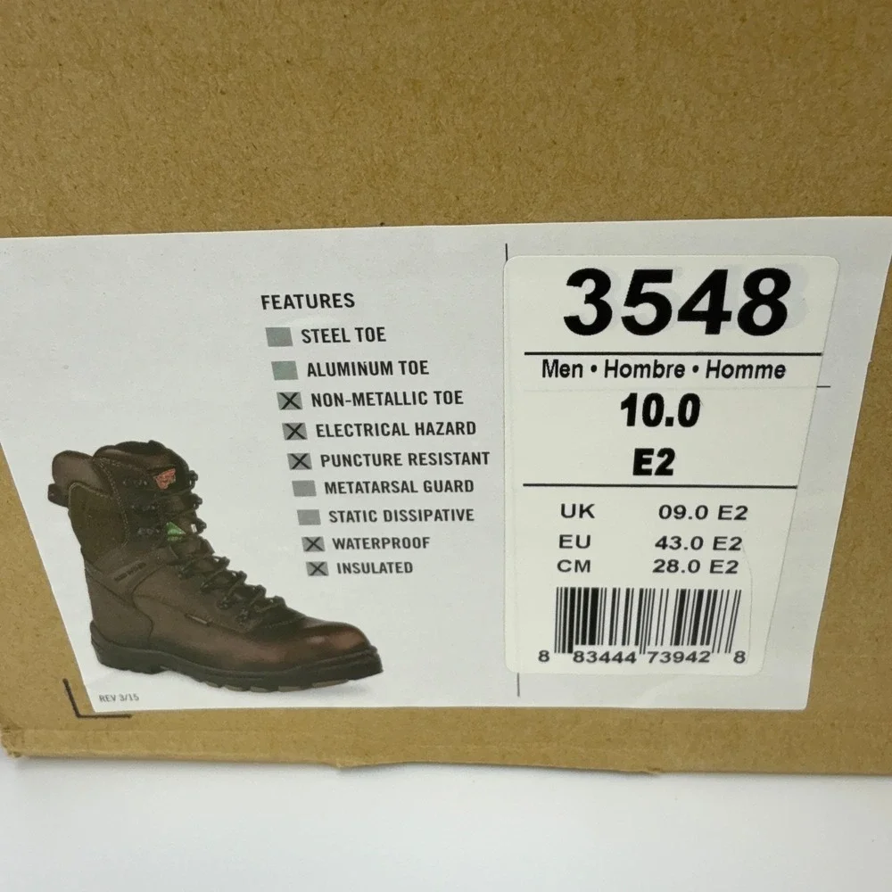Red Wing King Toe 8-Inch Waterproof Work Boots Leather Mens 10 EE 3548‎ NOS NWT